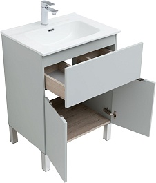 Aquanet Мебель для ванной Алвита New 60 1 ящик 2 дверцы серая матовая – фотография-11